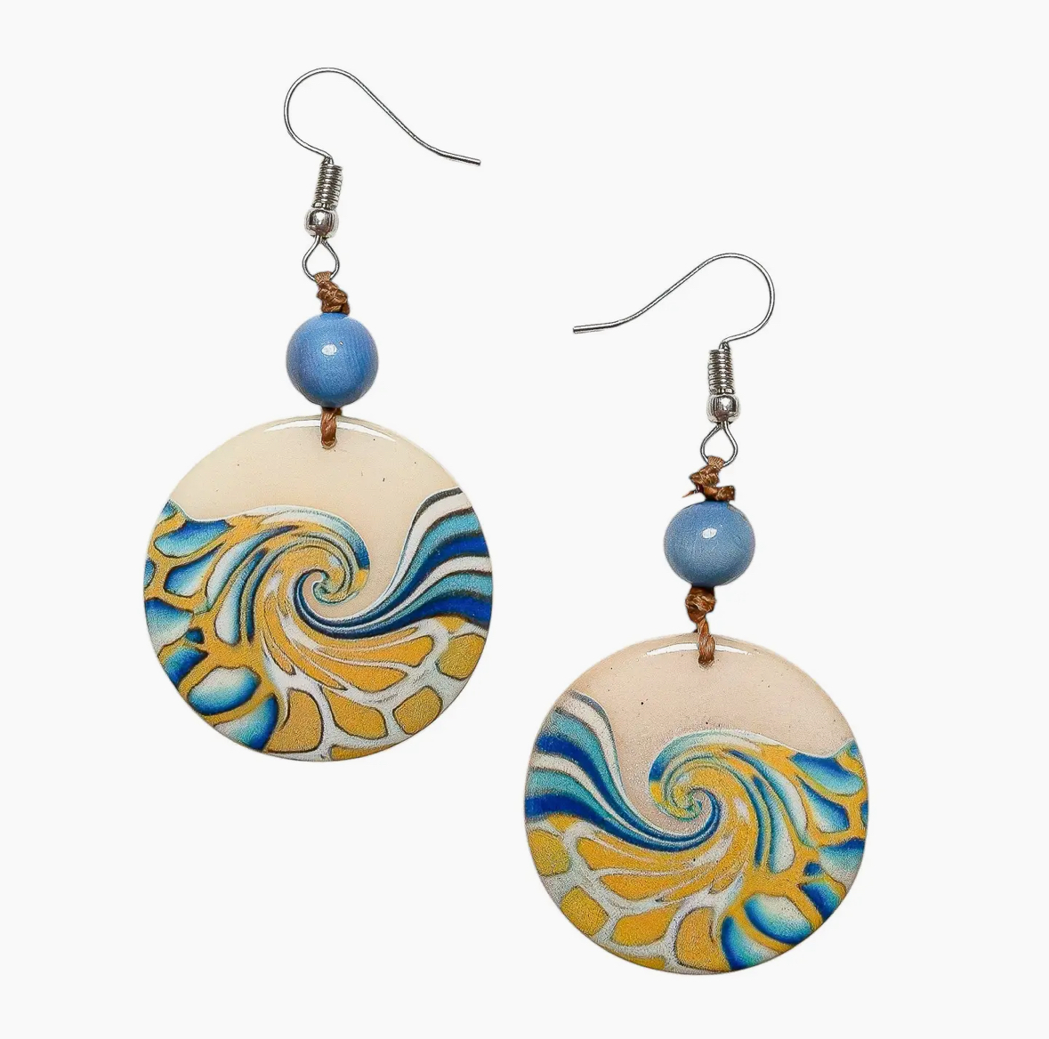 Painted tagua disc earrings