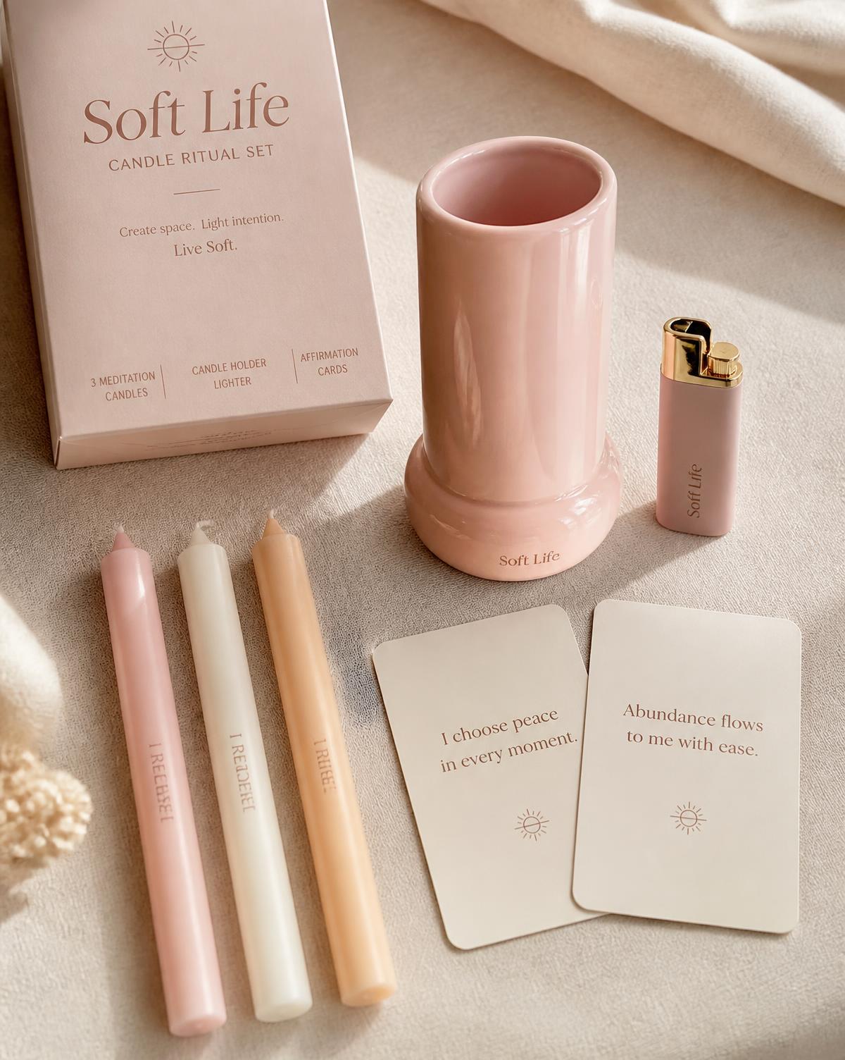 Soft Life Three-Candle Ritual Set